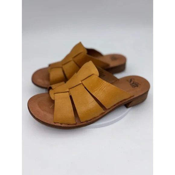 SOFFT Leather Fisherman Sandal Shoe Slide Granola Almeda Tan Woven Mule Flat 9 - Picture 2 of 8